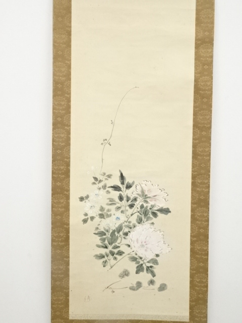 道具 ] - 道具 渡辺清筆 花図 肉筆紙本掛軸（保護箱）□z | ネット
